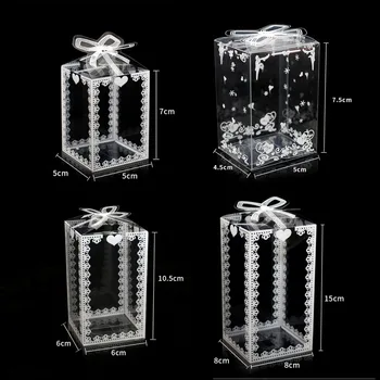 

50 pcs gifts Packing Box Party/Wedding Gift Bags,Cake/Chocolates/Candy Packing Bags Stand Up Food Clear PVC window Seal boxes