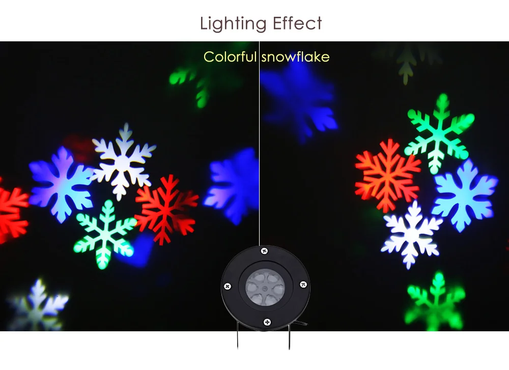 Lightme 110 - 240V 6W LED Colorful Snowflake Light Waterproof Landscape Projector Lamp