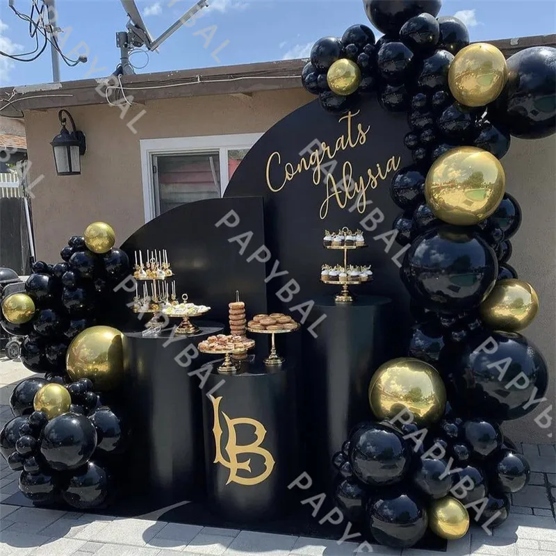 

106Pcs Black Balloon Arch Garland Kit Chrome Gold Latex Set For Wedding Party Birthday Decor Globos Anniversary Backdrop Ballon