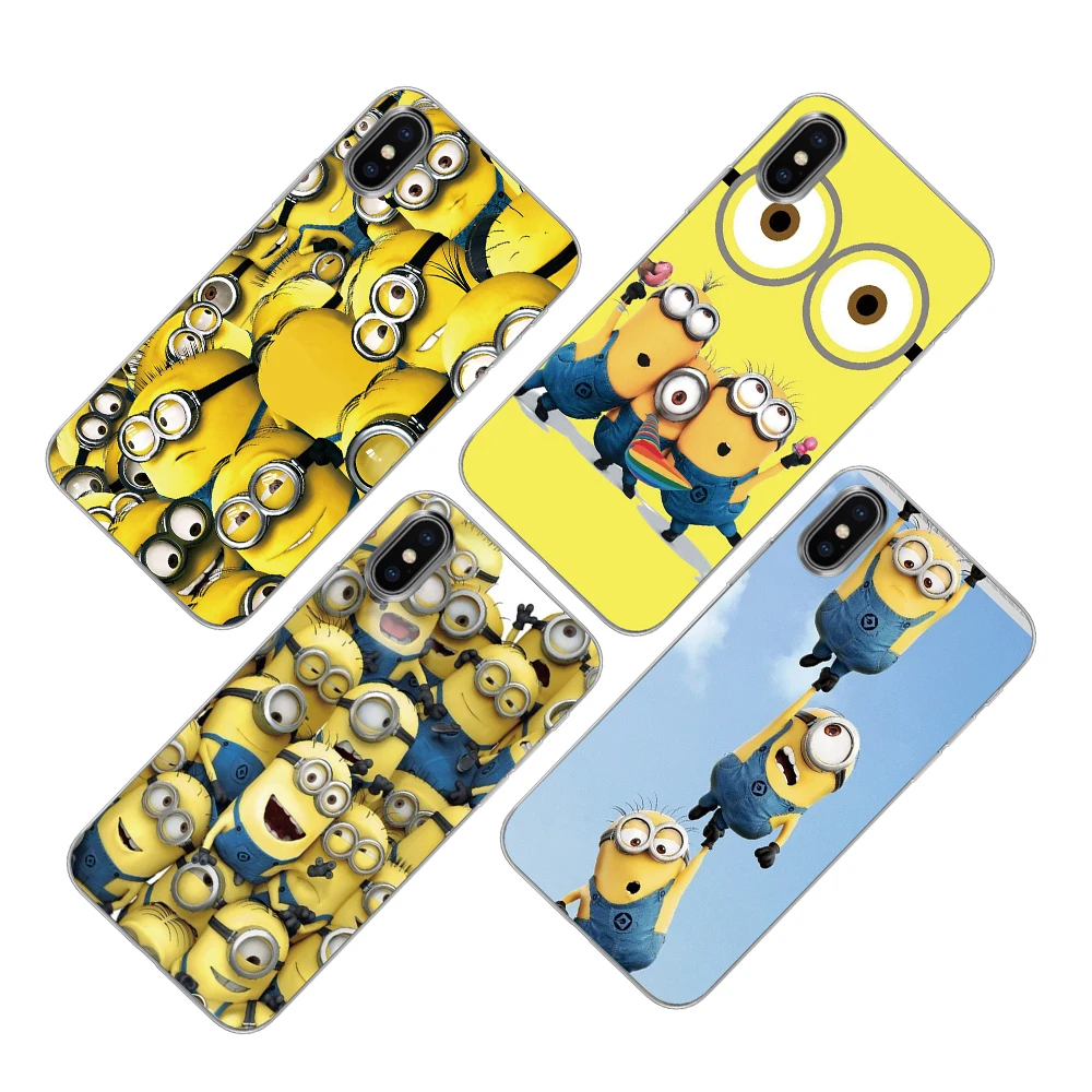 Забавные 3D силиконовые чехлы для телефонов с рисунком миньонов для iPhone 5 5S SE 6 6s 7 8 Plus X XS Max XR задняя крышка