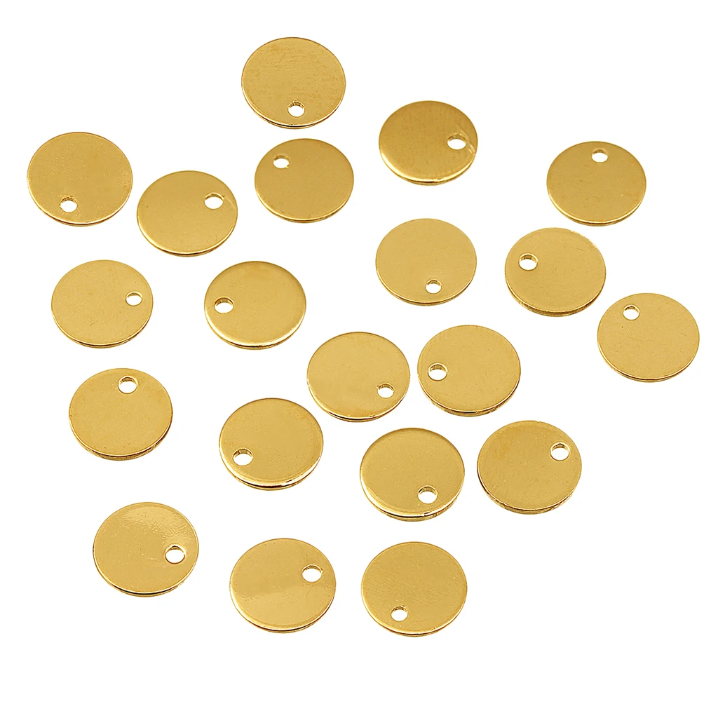 40pcs Round Gold silver color Pendant Stamping Blank Dog Tags Pendants Charm Necklace DIY Jewelry Crafts 8mm