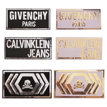 Золотые, серебряные прямоугольные значки с блестками, вышитые железные нашивки для одежды DIY, полосатая одежда, лоскутные наклейки, значки на заказ