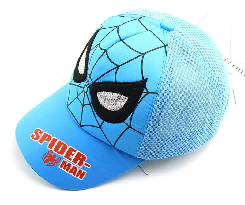 Небесно-голубой SPIDER-MAN, новая хлопковая детская бейсболка с рисунком Человека-паука, Детская кепка в стиле хип-хоп для мальчиков, бейсболка в сеточку - Цвет: Небесно-голубой