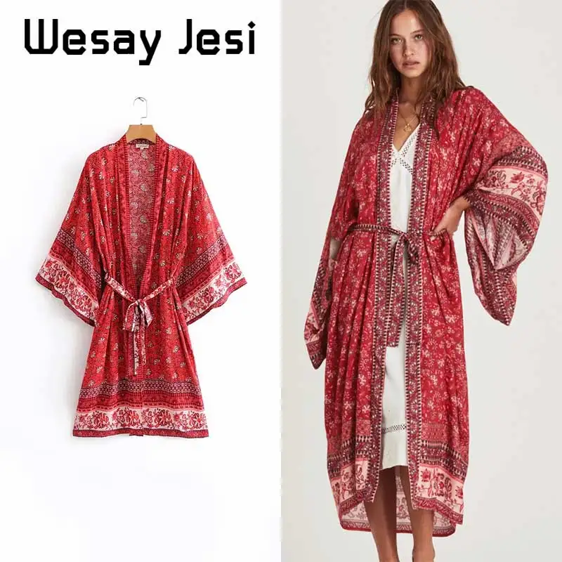 

2019 Autumn Women Dress vestidos de verano floral print Bohemia V-neck mid-calf vestidos casual chic Women beach dresses