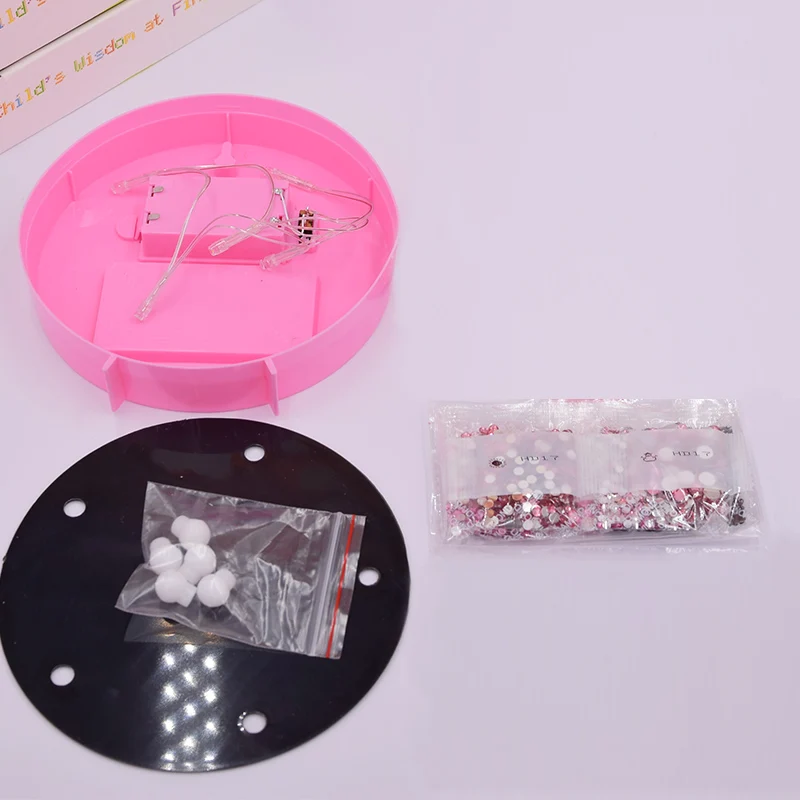 Горячая Круглый Круг животное Мандала пейзаж Diy алмазная живопись светодиодный светильник лампа на стол круглые блестящие бусины