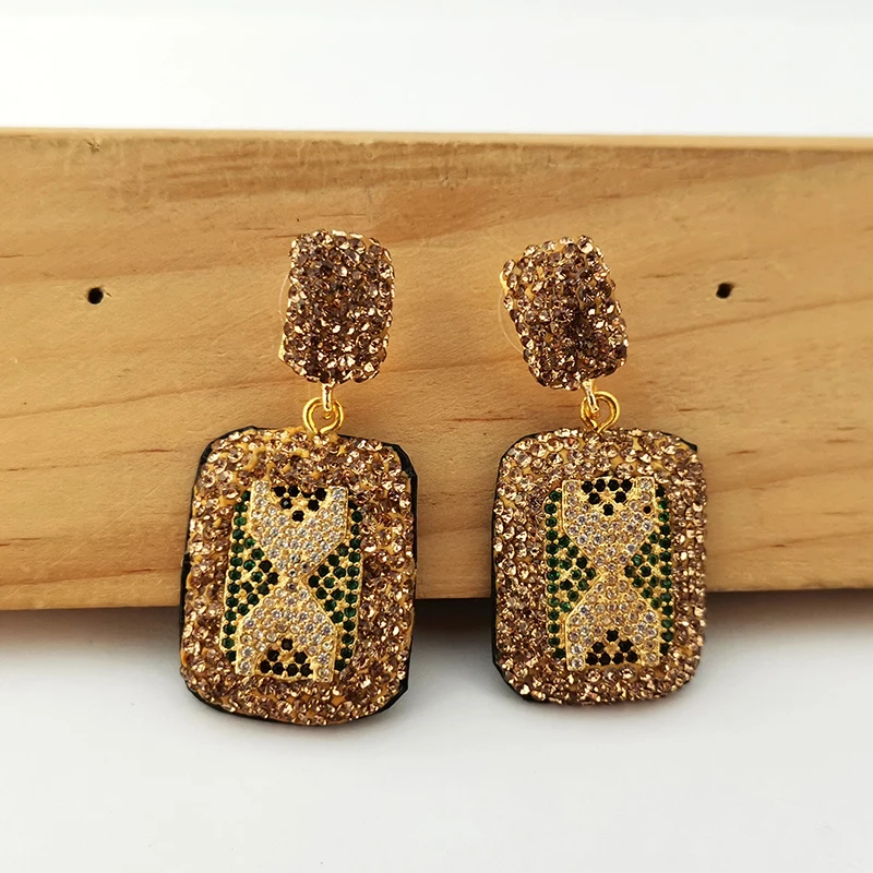 1/4pairs New arrival Simple style square shape Crystal Rhinestone paved Charm Dangle Earrings women jewelry gift ER1066 | Украшения и