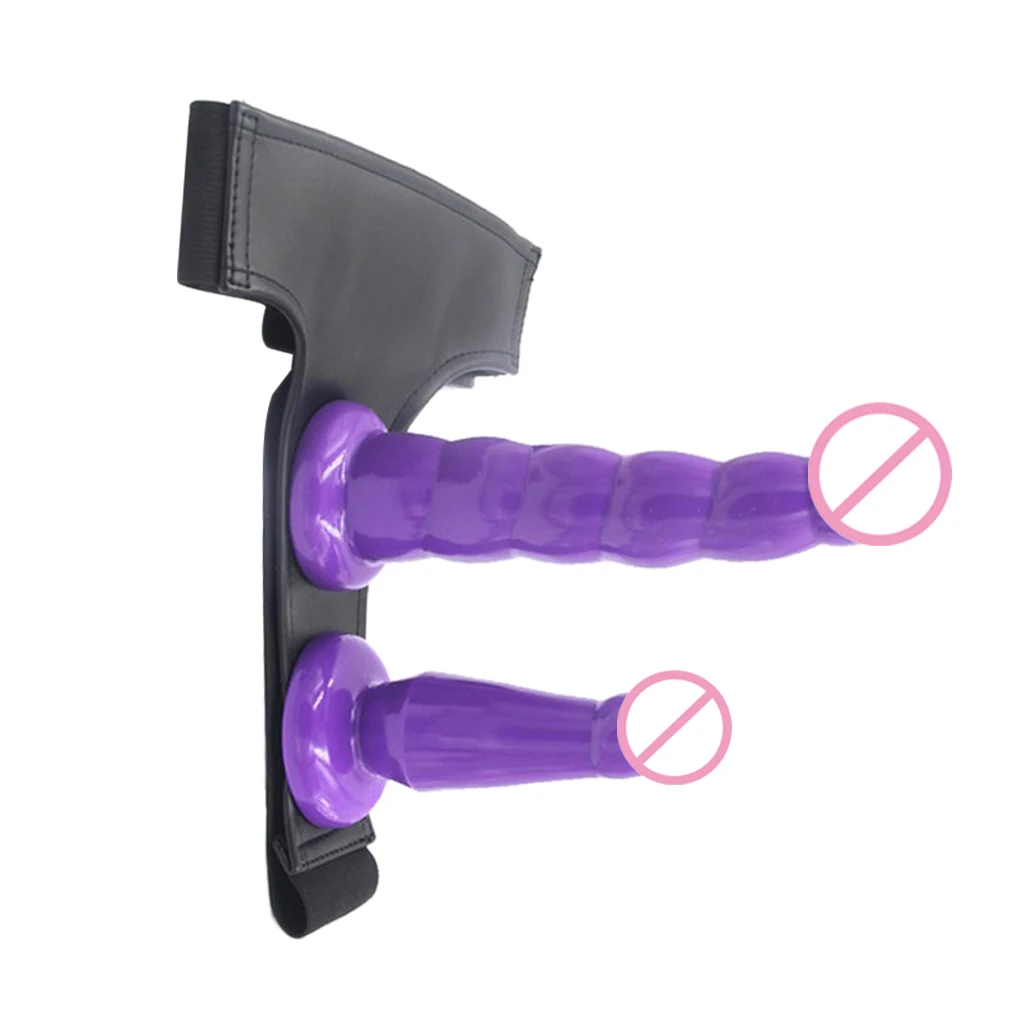 Soft TPR Stretchy Female Couples Wearable Strap On Double Simulation Fake Penes Adult Flirting Massager Anal Plug Toy for Women