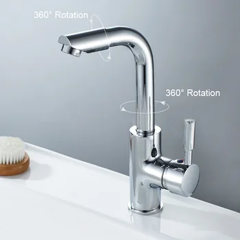 

Bathroom Faucet Washbasin Single Hole Rotatable Hot and Cold Plating Faucet Basin Rotating Kitchen Bathroom Balcony Water-tap