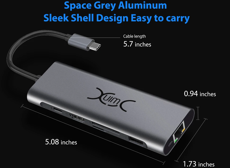 YXwin концентратор USB type C для нескольких USB 3,0 HDMI RJ45 VGA для MacBook Pro Аксессуары USB разветвитель мульти 9 портов type C концентратор USB C концентратор