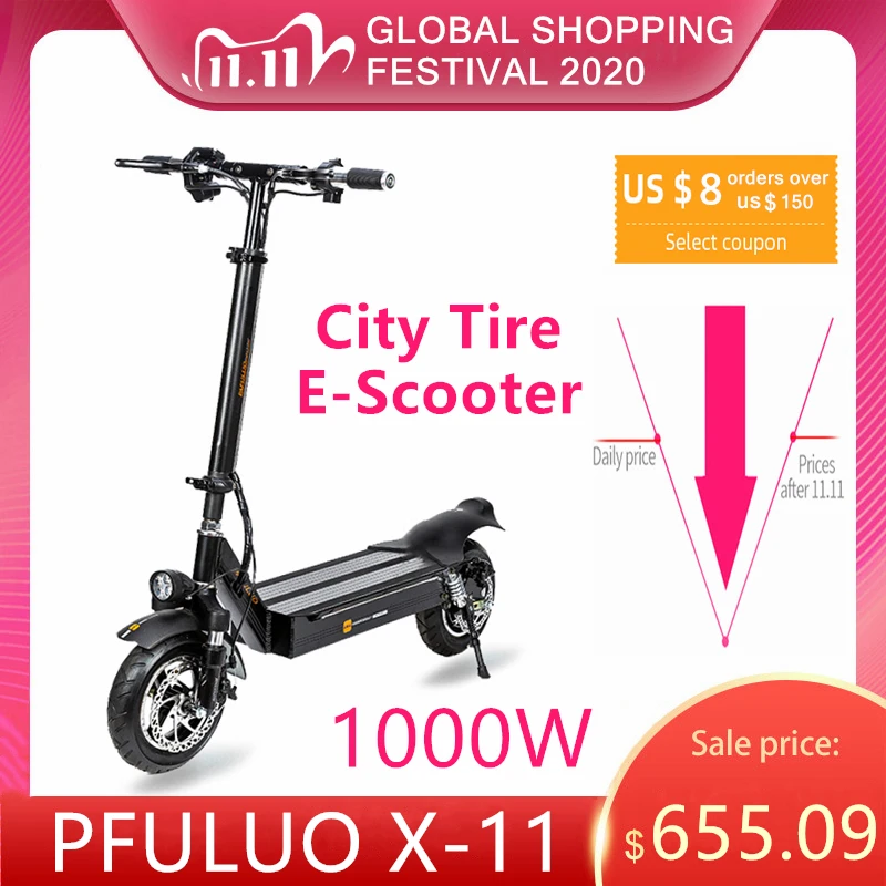 PFULUO X 11 умный электрический скутер с городскими шинами KickScooter 1000 - Цена: 76 395,73 руб.