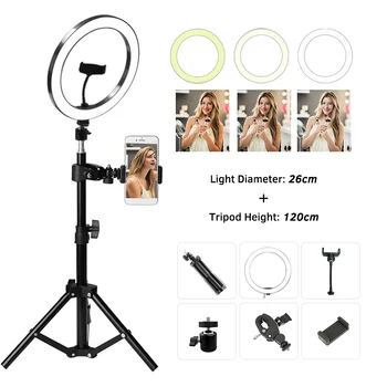 

26cm selfie Fill LED Ring Light photo Photography Lamp Live Stream Makeup YouTube Video with 120cm Tripod Stand studio ringlight