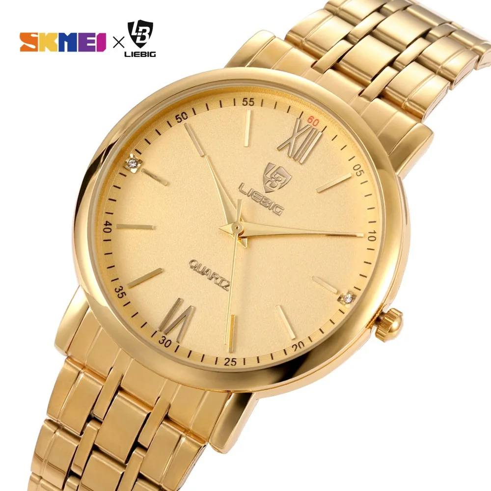 Relógio de Quartzo Feminino de Alta Relógios de Luxo Liebig Negócios Ouro Qualidade Inoxidável Casais Masculino Relógio Aço