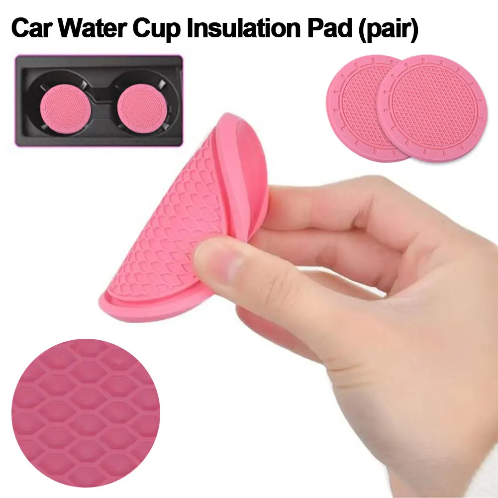 2Pieces Car Cup Mat Waterproof Vehicle Coaster Rubber Water Cup Bottle Holder Non-slip Pad for Auto Car Interior Accessories cup holder coasters car coaster pads