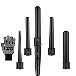 CkeyiN 5 in 1 Hair Curlers Interchangeable Waver Wand Roller Curling Iron 19mm 25mm 32mm Salon Care Styling Curling Wand Tongs