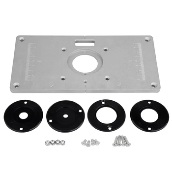

Router Table Insert Plate Woodworking Benches Aluminium Wood Router Trimmer Models Engraving Machine with 4 Ring Tools