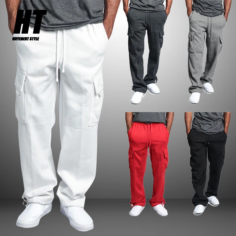 De los hombres ropa deportiva camisetas de fitness entrenamiento de carga pantalones sueltos cintura elástica pantalones marca de algodón transpirable músculo pantalones de los hombres