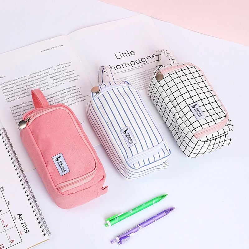 Canvas pencil case cartucheras popit waterproof cotton canvas pencil case -  AliExpress