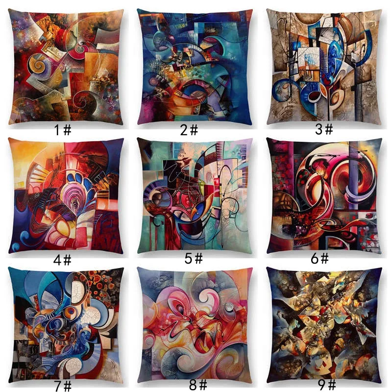 Hot Sale Newest Fashion Nordic Style Splicing Colour Abstract Cushion Cover Home Pillow Case Linen Cotton Pillows Covers A0089 | Дом и сад