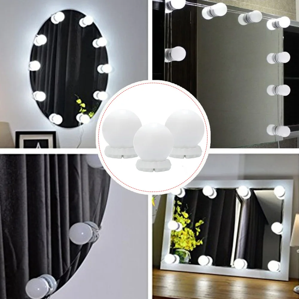 Dimmable 10 светодиодный освещение для макияжа светодиодный подсветка косметического зеркала комплект светящиеся лампочки usb зарядка туалетный столик Голливудский стиль