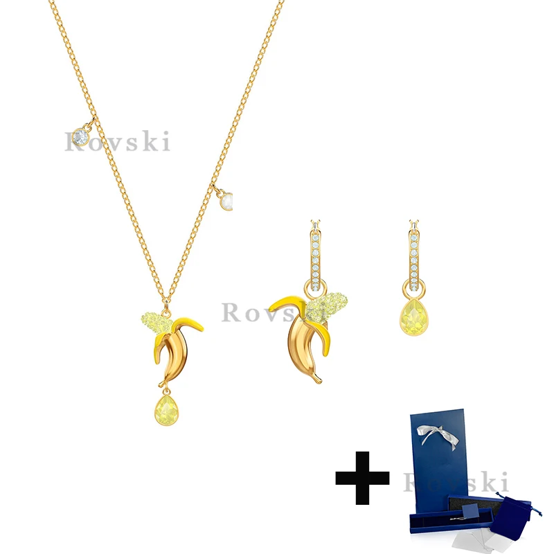 High Quality Original SWA 5457504 5453571 Cute Banana Necklace Nail Original Logo Box Set Woman Jewelry Gift Free Shipping