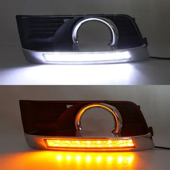

1Pair LED Daytime Running Light LED DRL with yellow turning lights fog lamp cover for Cadillac SRX 2012 2013 2014 2015 2016