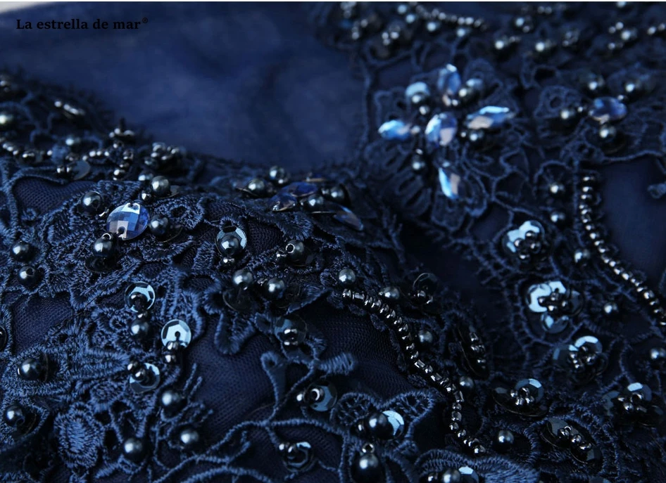 Vestido dama de honra, новинка, кружевное платье трапециевидной формы с длинным рукавом и бусинами, темно-синее платье подружки невесты, длинное свадебное платье abiti da damigella