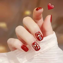 Маникюрный патч конечный продукт фея с бриллиантом красный носимый водонепроницаемый корпус японский стиль онлайн знаменитостей-мягкий наконечник для ногтей F