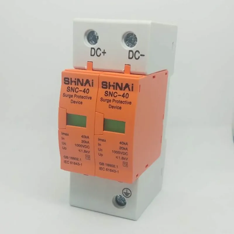 Surge Protector SPD DC 500V 800V 1000V 2P DC1000V 20KA 40KA Low-voltage Arrester House din rail 2 Poles
