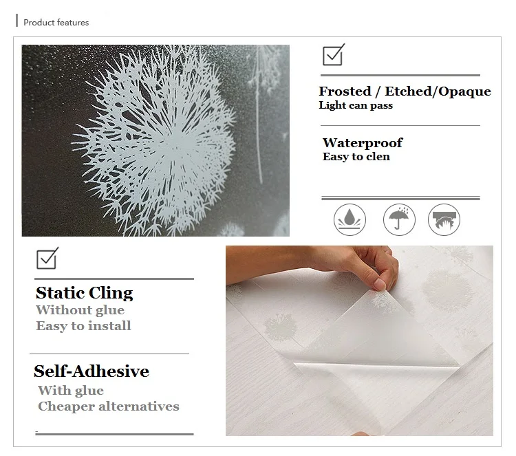 Стеклянная пленка для окон, белая, Одуванчик, самоклеющаяся, ПВХ фольга, матовая, для ванной комнаты, кухни, раздвижные двери, домашний декор