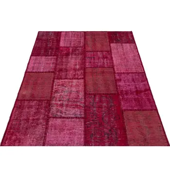 

Handmade Red Vintage Overdyed Patchwork Area Rug 120x180 Cm-3'11''X5'11''