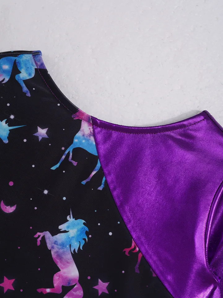 Girls Long Sleeve Cartoon Print Dance Leotard