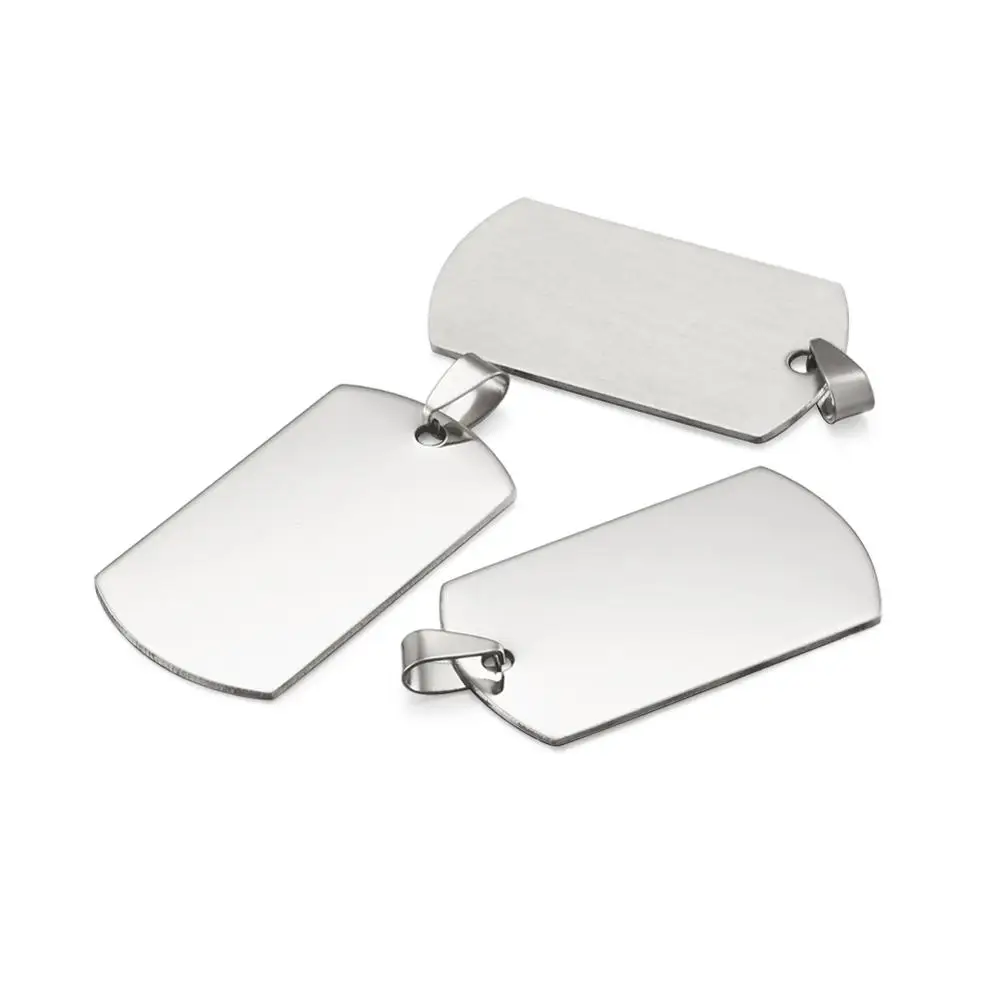 50pcs 201 Stainless Steel Rectangle Blank Stamping Tag Pendants with Snap on Bail Supplies for DIY Jewelry Necklace Making 2