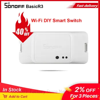 

SONOFF Basic R3 Wifi Light Switch DIY Module Wireless Smart Switch APP/LAN/Voice Remote Control 10A Support Google Home Alexa