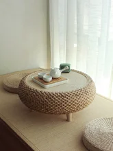 Table basse en rotin tissé à la main, mobilier de salon, table de thé japonaise multifonctionnelle, table d'appoint moderne et minimaliste