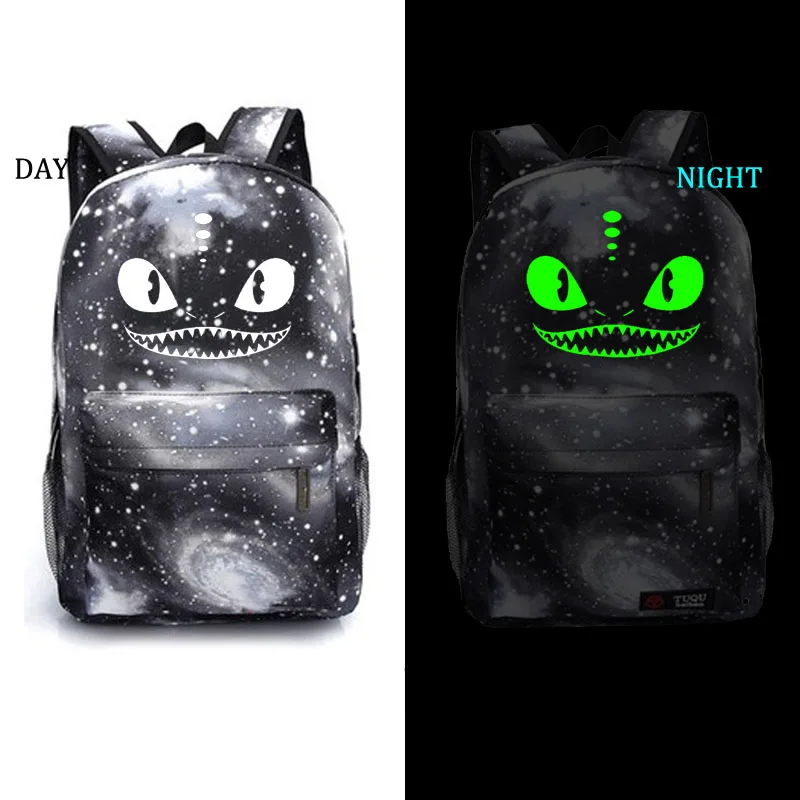 style2 black Как приручить дракона школьная сумка светящийся в темноте рюкзак школьный рюкзак ноутбук рюкзак ежедневный рюкзак - Цвет: style2 black