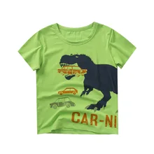Korean-style Childrenswear Summer Baby Short Sleeve CHILDREN'S T-shirt BOY'S Dinosaur Race Car Pattern Boy Clothes