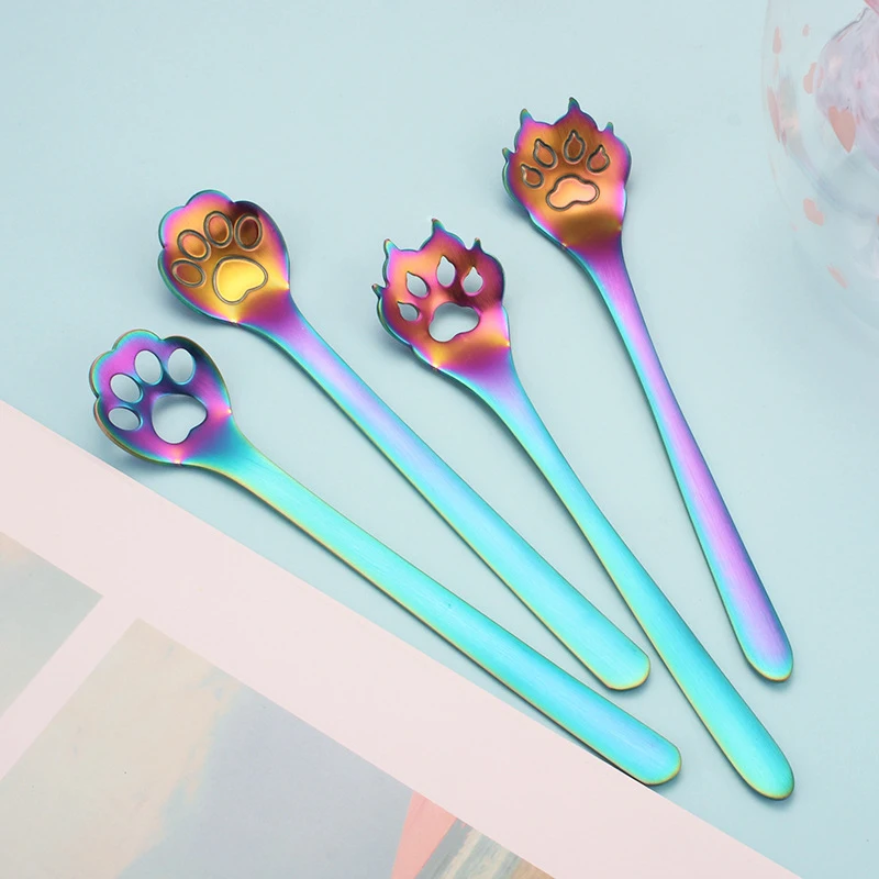 Мини ложки из нержавеющей стали с когтями для кошек мультфильмов кофе чая