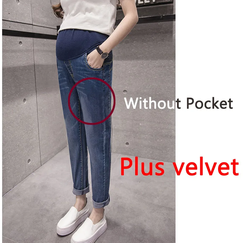 Корейские джинсы для беременных зимняя одежда штаны для беременных Одежда для беременных обтягивающие брюки для кормящих эластичные джинсовые леггинсы - Цвет: B1