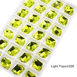 Versatile Flatback Sew-On Rhinestone K5 Glass AB Crystal - 14x11mm-20pcs (Light Topaz 226)