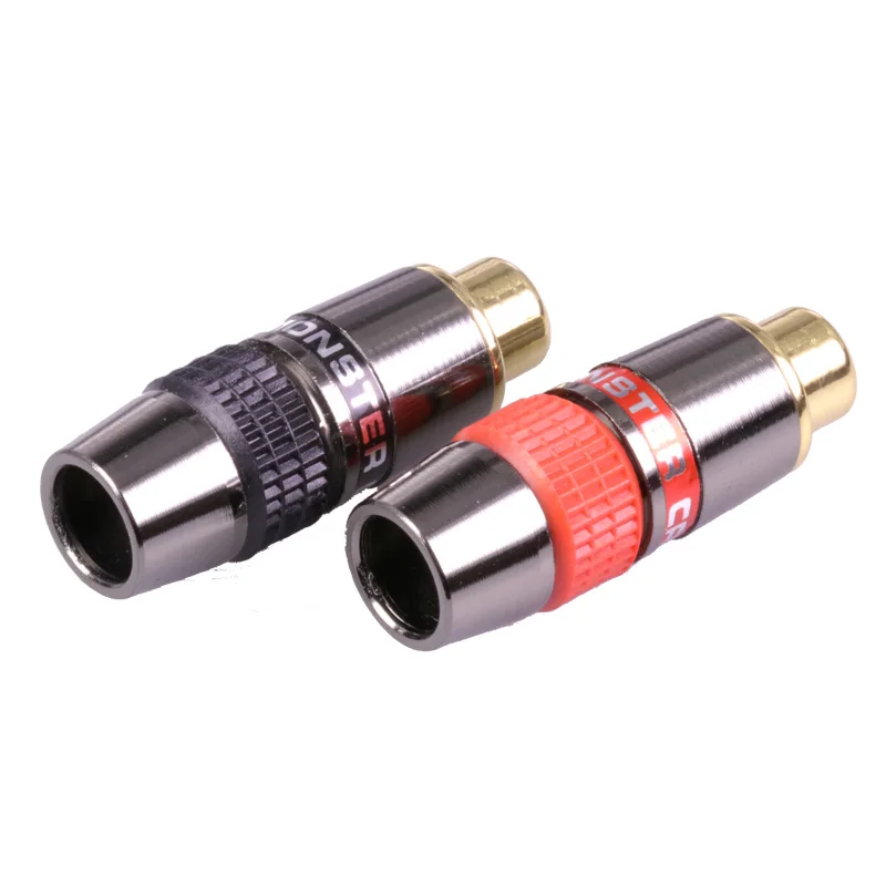 10pcs/lot RCA Female Jack Gold Plated RCA Soldering Wire Connector Audio Speaker Amplifier Connector 5 Pairs Red+Black