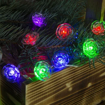 

Garland "Thread" with nozzles "Flowers", 5 m, LED-20-220V, blinking, thread transparent, multi glow