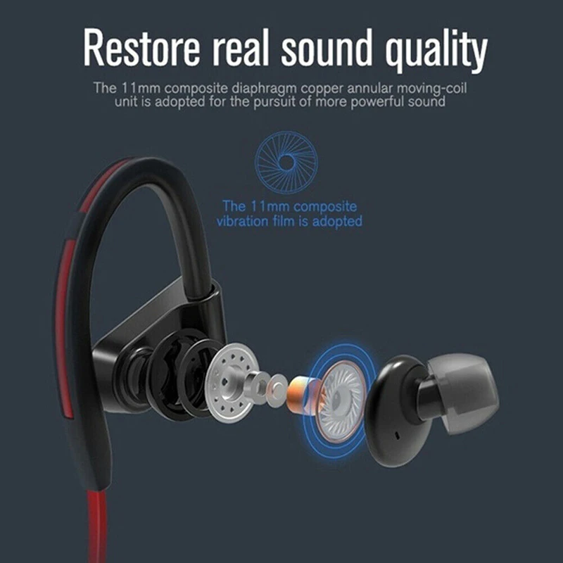 Bluetooth Earphone Earloop Earbuds Stereo Bluetooth Headset Wireless Sport Earpiece Handsfree With Mic For xiaomi All SmartPhone