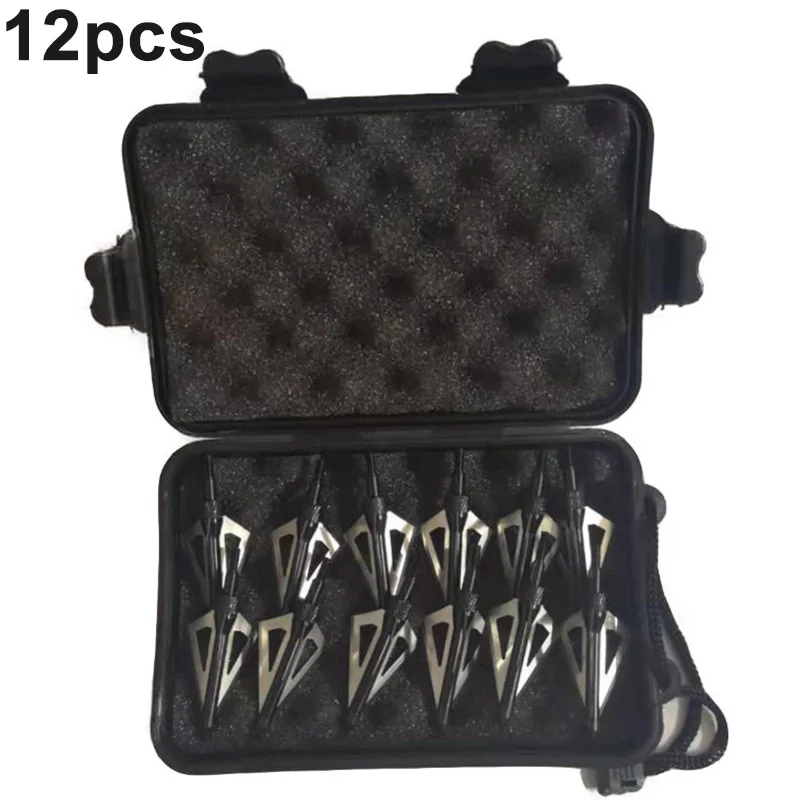 

12pcs/Set Archery Arrowheads Kit SS Broadheads Outdoor Sports Hunting Accessories Bow And Arrow With Storage Box