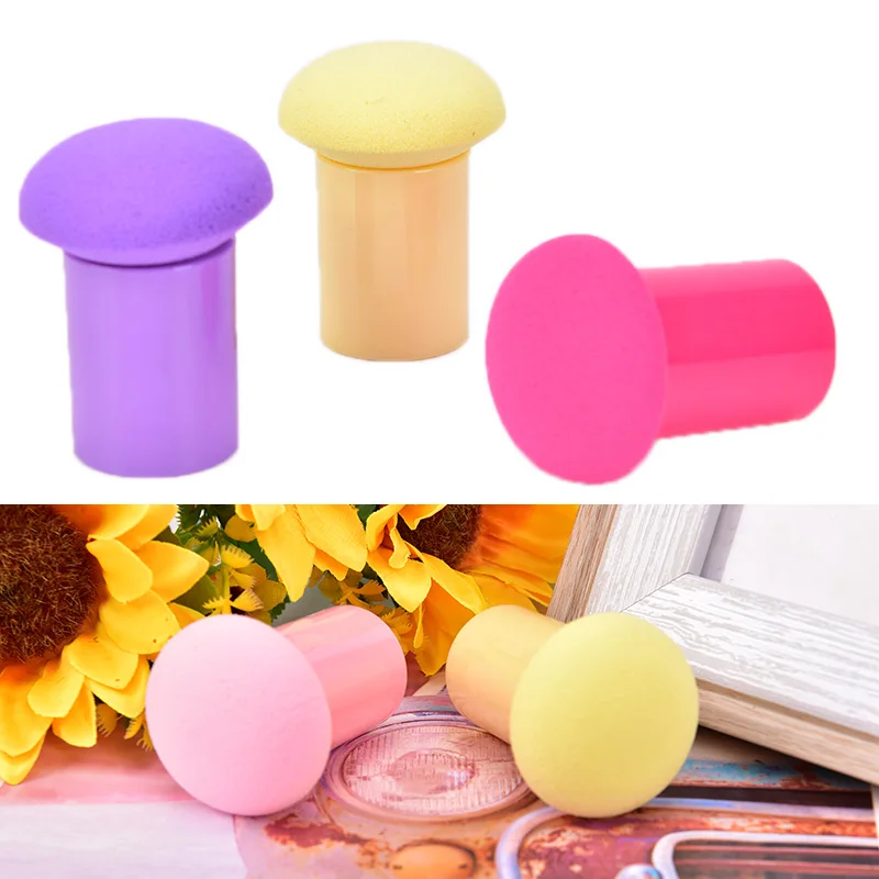 1PCS Mini Soft Sponge Puff Round Mashroom Powder Puff Colorful Makeup Powder Puff Tools