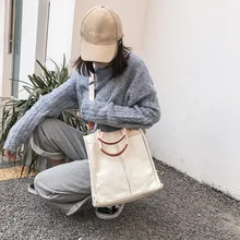 Большой объем Студенческая Холщовая Сумка корейский стиль стиль сплошной цвет женская сумка на плечо макияж изменение сумка производитель