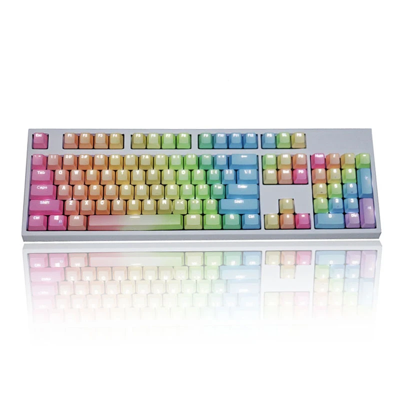 Arco-íris Gradiente Cores Teclado Mecânico Keycaps Pbt Ergonômico 104 Chaves Substituição Resistente a Óleo Tampões para Presente Menina - Imagem 3