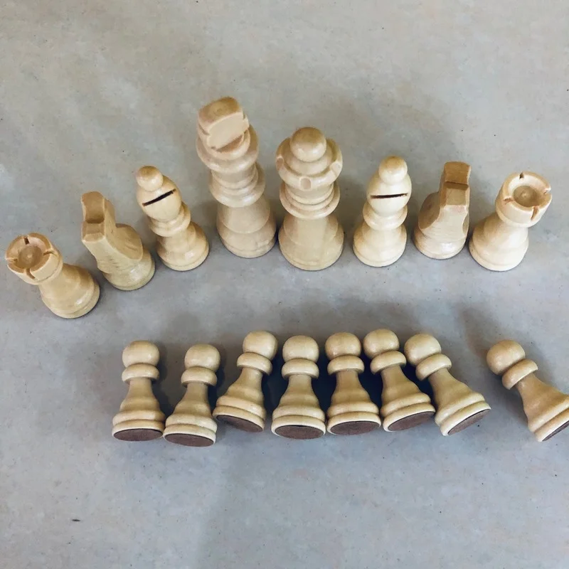 A Set Chess Pieces Original Solid Wood 3 Inch Brown and Wood board game wooden chess table games chess pieces