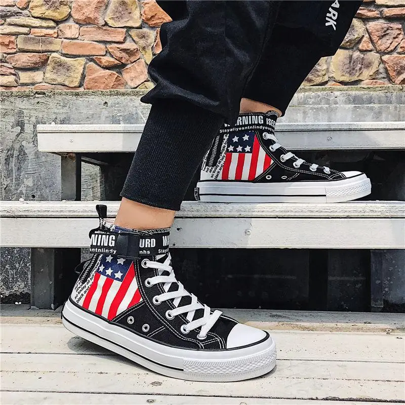 

Autumn Canvas Shoes Men's Hight-top Versatile Casual Korean-style Stylish Sneaker Men's White Shoes Hong Kong Style Trendy Shoes