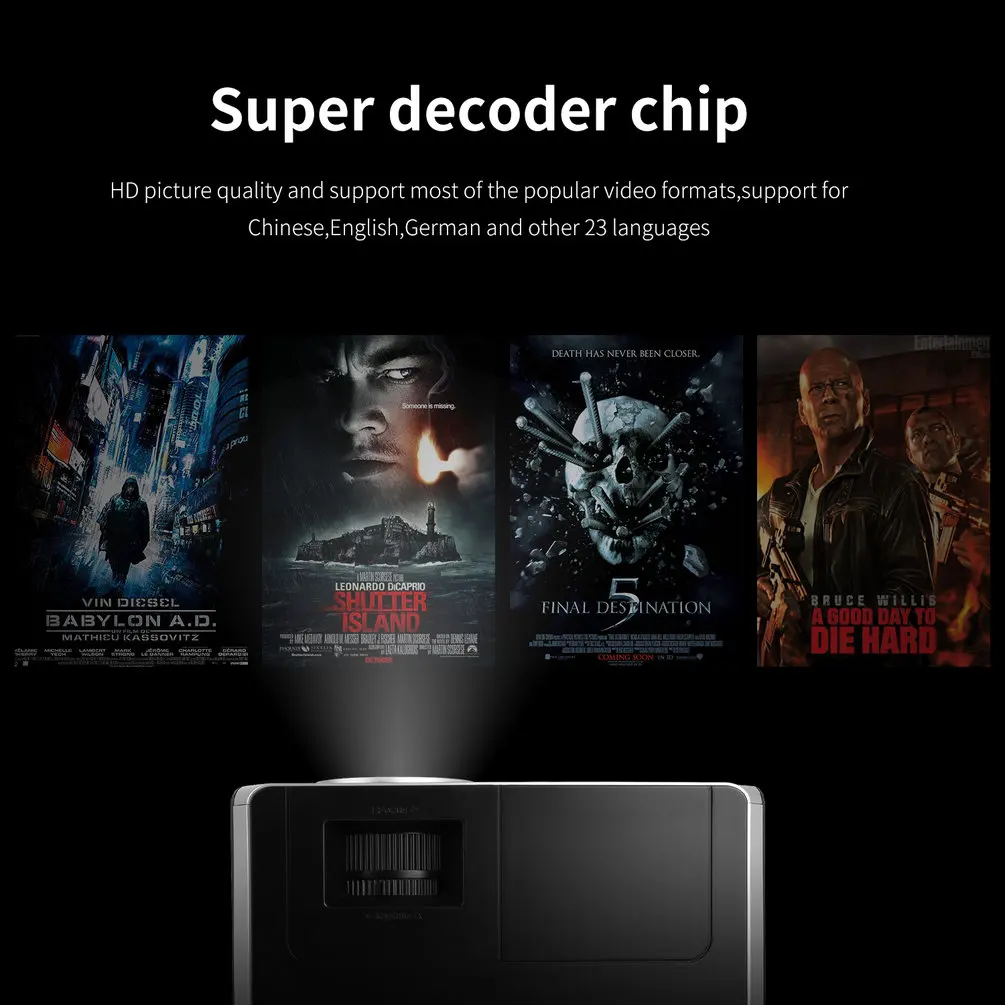  5 Inch TFT AC 100-240V 2000 Lumens Mini Portable LCD LED Projector Video Multimedia with HDMI Cable