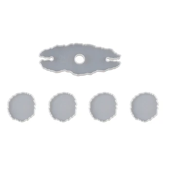 

5 Packs Resin Coaster Mold - 1Pc Wine Rack Resin Silicone Casting Mold and 4Pcs Irregular Geode Agate Coasters Molds